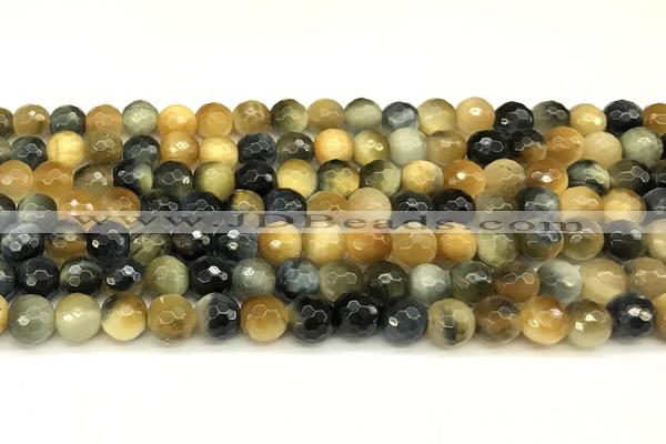 CTE2310 15 inches 6mm faceted round golden & blue tiger eye beads