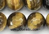 CTE2355 15 inches 10mm faceted round yellow tiger eye beads