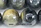 CTE2378 15 inches 10mm faceted round AB-color golden & blue tiger eye beads