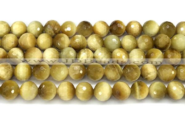 CTE2390 15 inches 10mm faceted round golden tiger eye beads