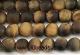 CTE2455 15 inches 4mm round matte yellow tiger eye beads