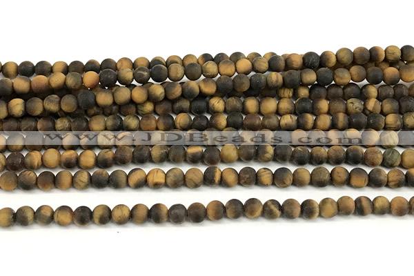 CTE2455 15 inches 4mm round matte yellow tiger eye beads