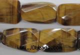 CTE318 18*25mm twisted & faceted rectangle yellow tiger eye beads