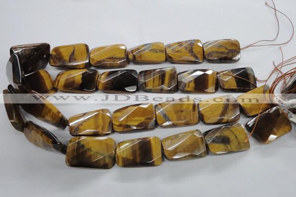 CTE319 20*30mm twisted & faceted rectangle yellow tiger eye beads