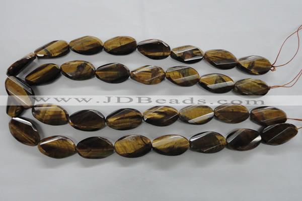 CTE322 15.5 inches 15*25mm twisted & faceted oval yellow tiger eye beads