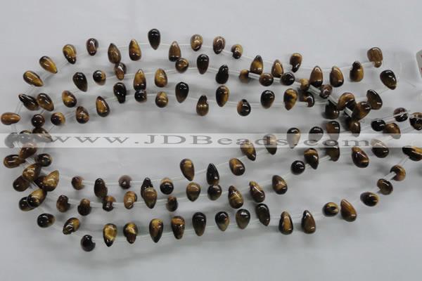 CTE337 Top-drilled 6*10mm teardrop yellow tiger eye gemstone beads