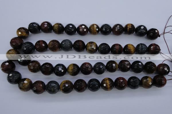 CTE457 15.5 inches 16mm faceted round mixed tiger eye beads