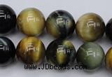 CTE556 15.5 inches 16mm round golden & blue tiger eye beads