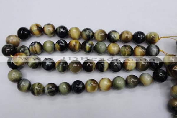 CTE556 15.5 inches 16mm round golden & blue tiger eye beads