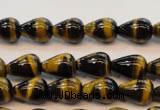 CTE605 15.5 inches 6*10mm teardrop yellow tiger eye beads wholesale