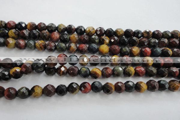 CTE712 15.5 inches 8mm faceted round mixed color tiger eye beads