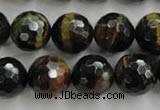 CTE726 15.5 inches 16mm faceted round yellow & blue tiger eye beads