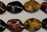 CTE801 15.5 inches 15*20mm wavy oval colorful tiger eye beads