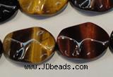 CTE802 15.5 inches 18*25mm wavy oval colorful tiger eye beads