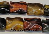 CTE810 15.5 inches 15*20mm wavy rectangle colorful tiger eye beads