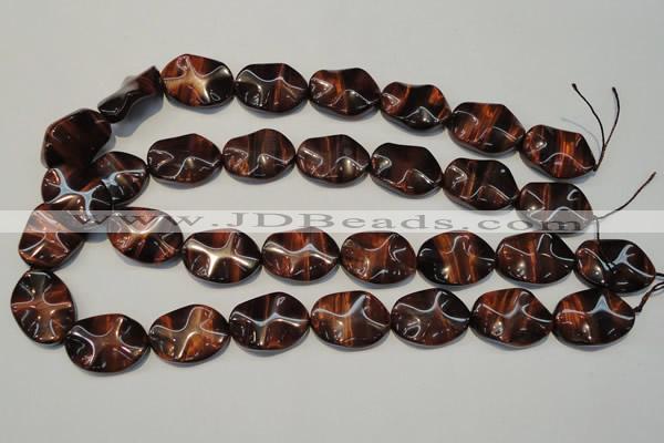 CTE860 15.5 inches 18*25mm wavy oval red tiger eye beads