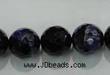 CTE936 15.5 inches 16mm faceted round dyed blue tiger eye beads