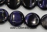 CTE964 15.5 inches 18mm flat round dyed blue tiger eye beads