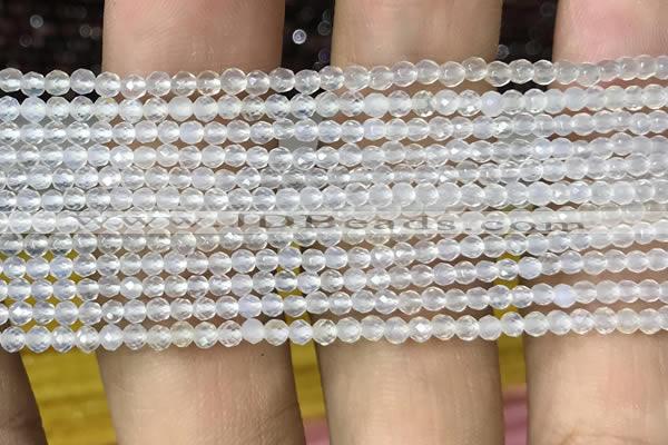 CTG1000 15.5 inches 2mm faceted round tiny white agate beads