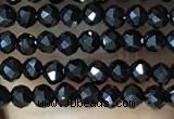 CTG1011 15.5 inches 2mm faceted round tiny black spinel beads