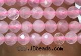 CTG1016 15.5 inches 2mm faceted round tiny rose quartz beads