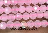 CTG1017 15.5 inches 2mm faceted round tiny rose quartz beads