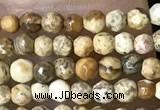 CTG1040 15.5 inches 2mm faceted round tiny picture jasper beads