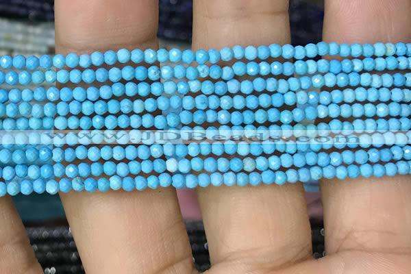 CTG1055 15.5 inches 2mm faceted round tiny turquoise beads