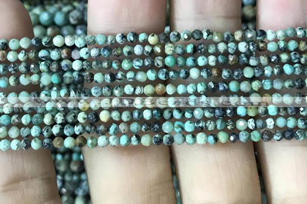 CTG1057 15.5 inches 2mm faceted round tiny African turquoise beads