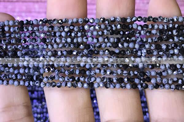 CTG1072 15.5 inches 2mm faceted round tiny snowflake obsidian beads