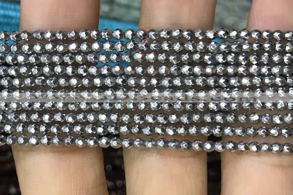 CTG1084 15.5 inches 2mm faceted round tiny hematite beads