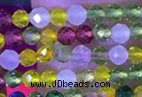 CTG1101 15.5 inches 2mm faceted round tiny quartz glass beads