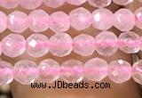 CTG1124 15.5 inches 3mm faceted round tiny rose quartz beads