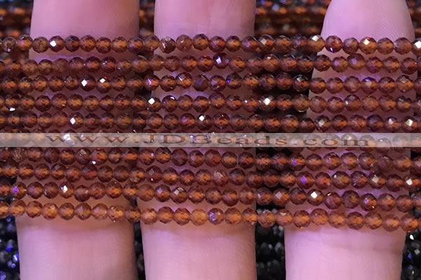 CTG1139 15.5 inches 3mm faceted round tiny orange garnet beads