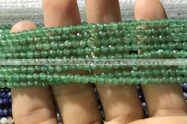 CTG1155 15.5 inches 3mm faceted round tiny green aventurine beads