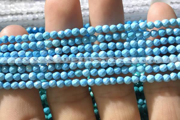 CTG1174 15.5 inches 3mm faceted round tiny turquoise beads