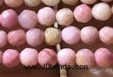 CTG1188 15.5 inches 3mm faceted round pink wooden fossil jasper beads