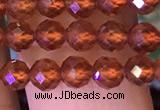 CTG1217 15.5 inches 4mm faceted round tiny orange garnet beads