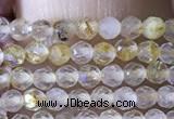 CTG1360 15.5 inches 2mm faceted round golden rutilated quartz beads