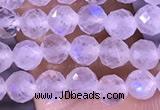 CTG1394 15.5 inches 4mm faceted round tiny white moonstone beads