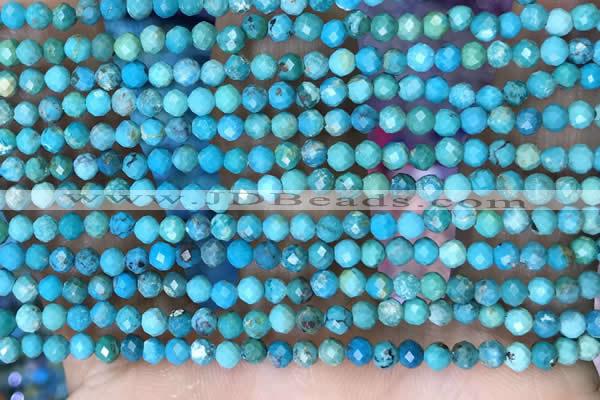 CTG1498 15.5 inches 3mm faceted round turquoise beads wholesale