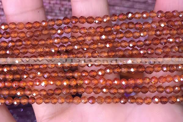 CTG1512 15.5 inches 3mm faceted round garnet beads wholesale