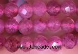 CTG1542 15.5 inches 4mm faceted round strawberry quartz beads