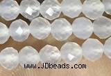 CTG1552 15.5 inches 4mm faceted round white agate beads wholesale