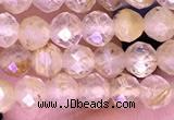 CTG1631 15.5 inches 4mm faceted round tiny golden rutilated quartz beads