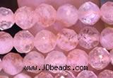 CTG1648 15.5 inches 4mm faceted round tiny strawberry quartz beads