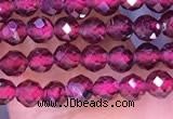 CTG1652 15.5 inches 3mm faceted round tiny red garnet beads