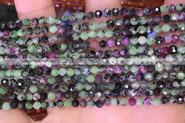 CTG1673 15.5 inches 3mm faceted round tiny ruby zoisite beads