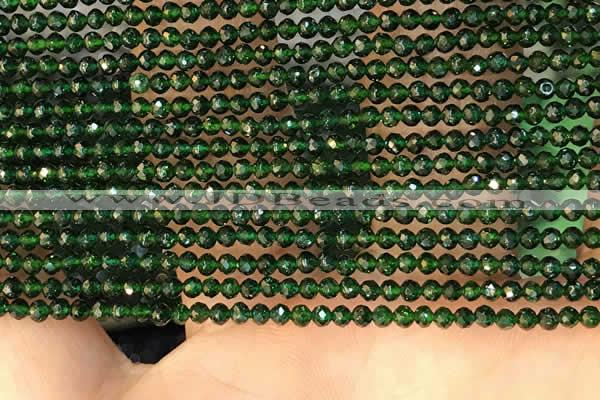 CTG2134 15 inches 2mm,3mm faceted round green goldstone beads