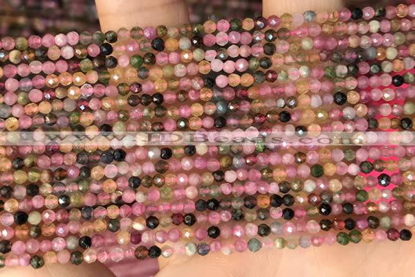 CTG2140 15 inches 2mm,3mm & 4mm faceted round natural tourmaline beads